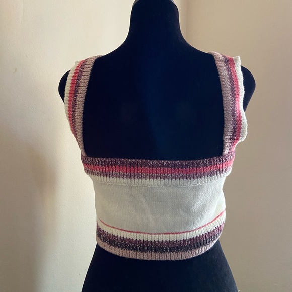 NWT Free People In the Sun Brami cropped tank top Ivory berry combo M - Picture 4 of 8